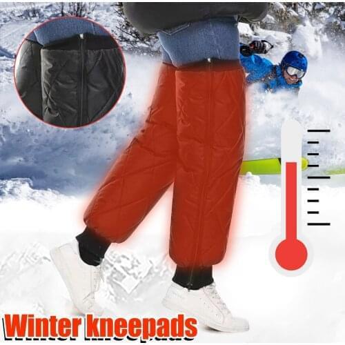 Motocross Racing Kneepads Calf Protector Guards Winter Knee Pads Warm And Windproof Leggings Plus Velvet Padded Knee Pads Black