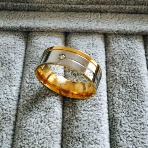 Popular high quality 316L stainless steel inlaid cubic zirconia is a ring American size man woman Christmas gift