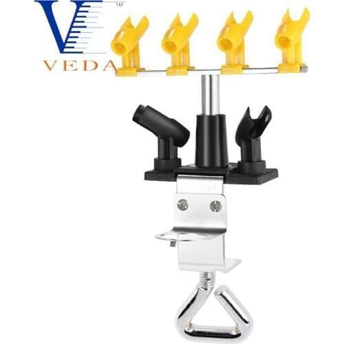 Airbrush Holder Professional Clamp-on Style Station Stand Kit 4+2 Mount Spray Gun Tabletop Bench Station for Airbrush 360°Swivel