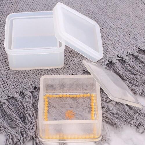 DIY crystal gutta percha storage box hexagonal round square love plum manual table storage box silicone mold