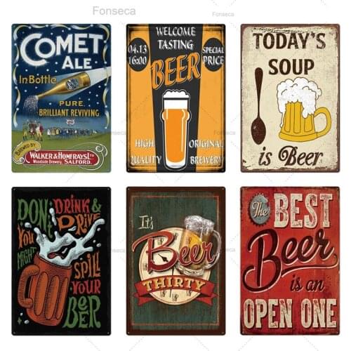 Beer Advertising Slogan Plaque Vintage Shabby Chic Tin Sign Retro Metal Posters Wall Decor For Bar Pub Club Man Cave 20*30 cm