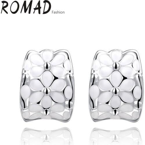 ROMAD Piercing Flower Earrings Genuine Austrian Crystals Gold Color,Fashion Women Earrings