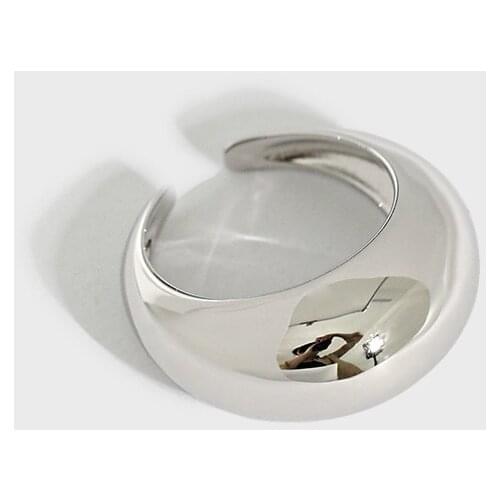 SHANICE 925 Sterling Silver Open Ring ins simple geometric arc surface smooth Finger Opening Ring Anillos Anelli Cool Punk