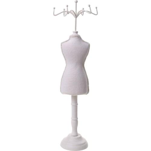 Chic Wood Vintage White Cheongsam Dress Model Jewelry Display Holder Show Rack for Putting Earrings Rings Jewelry organizer