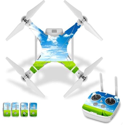 Grassland sky Style Vinyl Skin Sticker for DJI Phantom 3 Drone And Remote Controller 0125