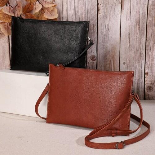 Genuine Leather Handbag Women Casual Zipper Shoulder bag Women Envelope Clutch bag With Strap Clutch Purse and Handbags Female
