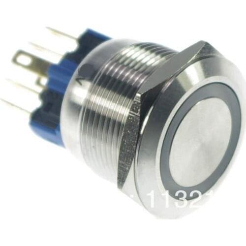 LED Color Yellow 22mm LED Ring Maintained Latching 1NO 1NC Push Button Switch Pin Terminals Waterproof