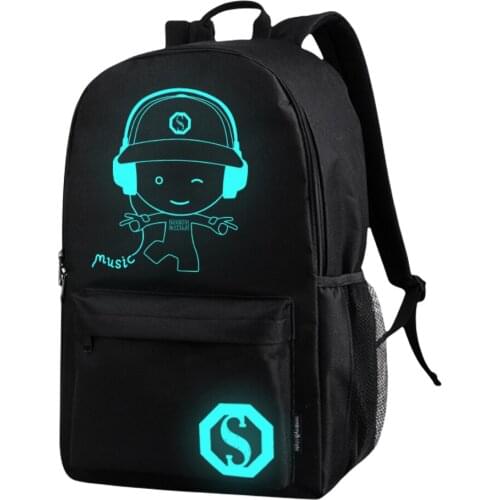 No USB Luminous Large Skateboard Music Kid Backpack Black with Gifts Outdoor Camping Travel Hiking Sports Bags Ftiness Bike Bgas