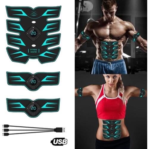 Gym Electric Trainer Wireless Abdominal Muscle Stimulator EMS Smart Fitness Training Massager Body Slimming Belt USB Recharge