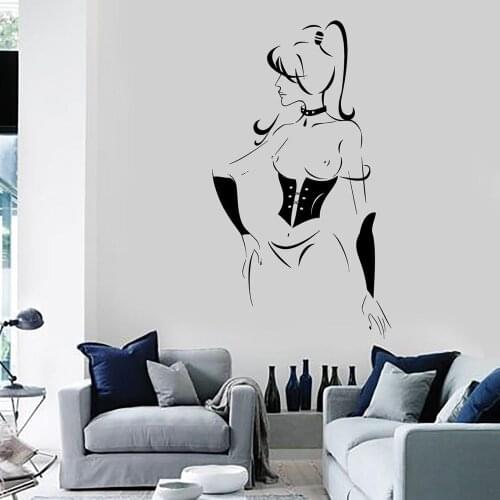 Vinyl Wall Decal Sexy Girl Nude Naked In Lingerie Hot Girl Sticker Interior Home Bedroom Decoration Decal Removable Mural C161