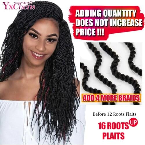 YxCheris Bulk Crochet Braids Hair Extensions 18"Synthetic Curly Senegalese Twist Crochet Braiding Hair Weave Black Omber