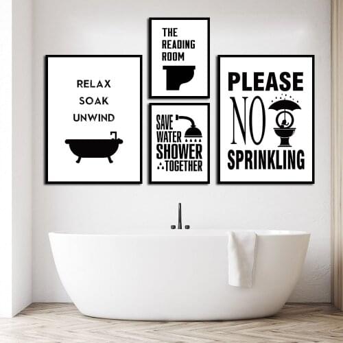 Funny Toilet Note Quotes Modern Washroom Wall Art Canvas Painting Nordic Poster And Prints Wall Pictures For Bathroom Room Decor
