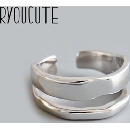 Bijoux Korean Star Style Silver Color Geometric Irregular Rings For Women Gifts Large Adjustable Finger Rings