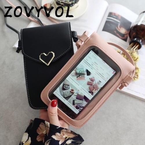 ZOVYVOL Womens Touch Screen Cell Phone Purse Transparent Simple Bag Hasp Cross Wallet Smartphone Leather Shoulder Light Handbag