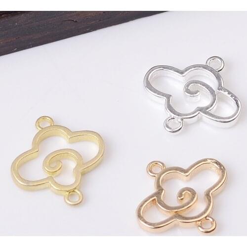 10 Pieces 12*12mm Metal Copper Cloud Shape Connector Pendant Diy Jewelry Making Accessories