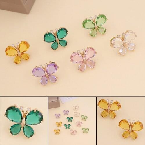 2pcs Butterfly Stud Earring 3D Dainty Butterfly Stud Set with 925 Post Colorful Butterfly Earrings for Women and Girls FS99