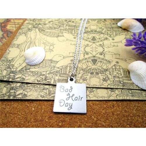 3pcs/lot Fashion stainless steel necklace "Bad hair day" Charms necklace Jewelry Gift more style for choosing