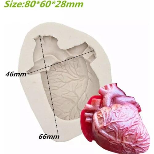 3D Human Brain Heart Cake Silicone Mold DIY Halloween Party Fondant Chocolate Candy Gumpaste Cupcake Baking Mold