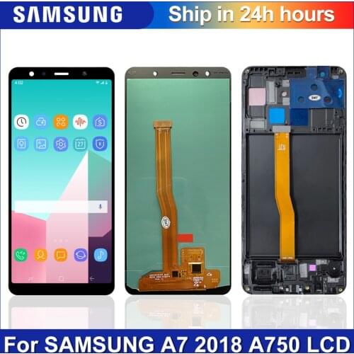 6.0'' Super AMOLED A750 Display For SAMSUNG Galaxy A7 2018 SM-A750F Display Touch Screen Digitizer Replacement A750F lcd