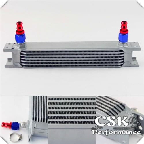 7 Row 8AN Universal Engine Oil Cooler 3/4"UNF16 + 2pcs AN8 Straight Fittings