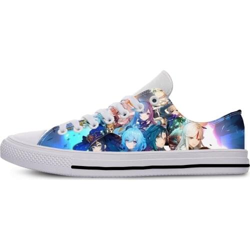 Anime Game Cartoon Japanese Genshin Impact Fashion Casual Cloth Shoes Low Top Breathable Lightweight 3D Print Men Women Sneakers