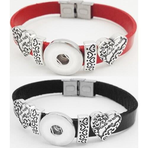 DIY Hot Sale made with Love Retro Leather Snap Button Bracelet Bt159 (fit 18mm 20mm Snaps)
