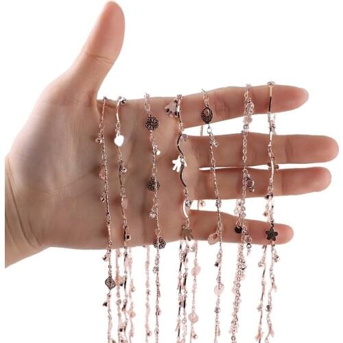 1m Alloy Chain Metal Beads For Jewelry Making Flower Heart Leaf Spacer Beads For Bracelets Necklace DIY Craft Charms Accessories