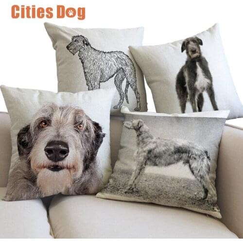 Decorative Cushion Pillows cojines coussin decoracion para el hogar linen Scottish Deerhound 45x45cm throw Car Pillow almofada