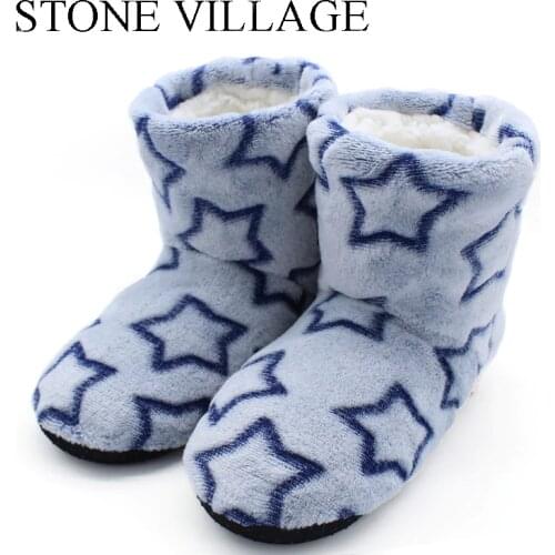STONE VILLAGE Winter Cotton Slippers High Quality Warm Soft Plush Slippers Shoes Indoor Shoes Home Slippers Print Women Slipper