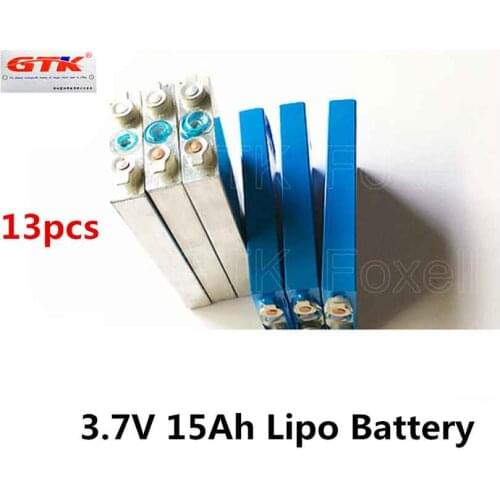 GTK 13pcs 3.7V 15Ah li polymer lithium battery for 24V 48V lithium li ion battery pack DIY energy sotorage electric vehicle