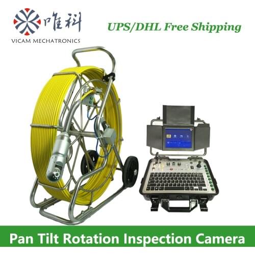 60m to 150m fiberglass cable waterproof plumbing inspection cameras 360 degree pan tilt rotation sewer camera with 512hz sonde
