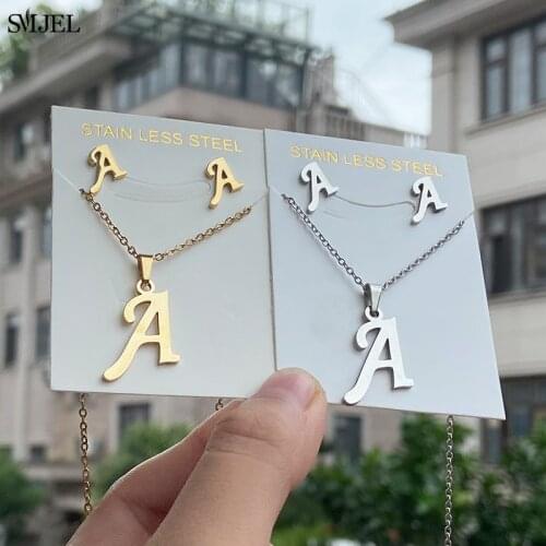 Stainless Steel A-Z Alphabet Initial Necklace for Women Kids Personalize Jewelry 26 Letter Necklace Collier Pendientes 2021
