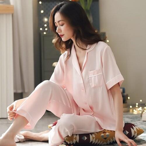 Summer Solid Pink Pajamas Sets 2PCS 2021 Lounge Sleepwear Bedgown for Ladies short Pyjama Homewear PJ Women Slumber Wear Pijamas