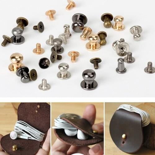 10Set Metal Solid Brass Knob Screw Rivets DIY Crafts Leather Product Bags Rivets Monk Head Spikes Hardware Decor Nail Buckles