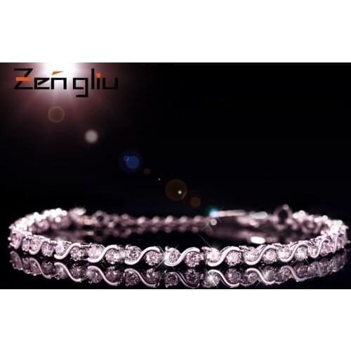 Cute New Luxury Jewlry Hot Sale 17cm AAA cubic zirconia 925 Silver Wedding Women Roma Bracelet