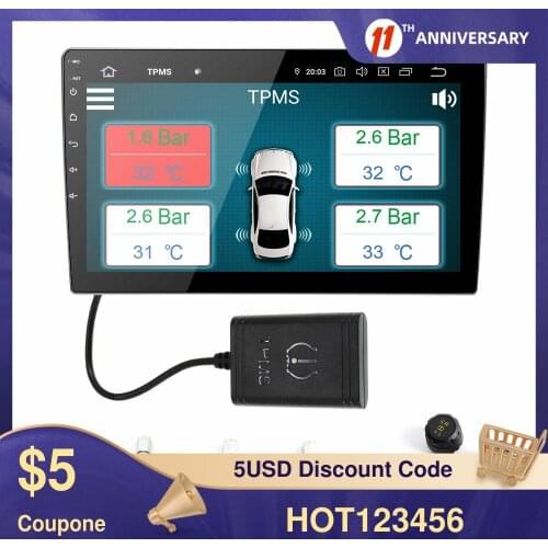 MS Car Tire Pressure Monitoring System Wireless TPMS With 4 External Sensors Fit For Android7.1 Android 8.0 8.1 9.0 PX5 PX6 PX30