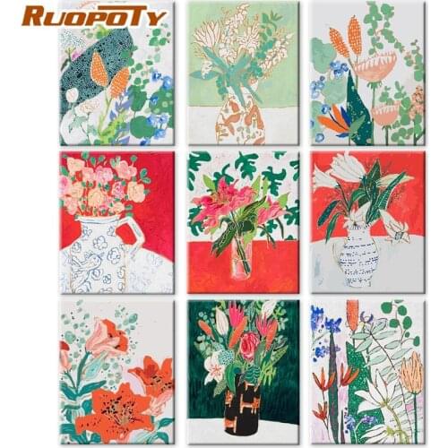 RUOPOTY Framed DIY Painting By Numbers Plant Paint Kits Pictures Digital Painting Landscape Drawing By Numbers Kits On Canvas Gi