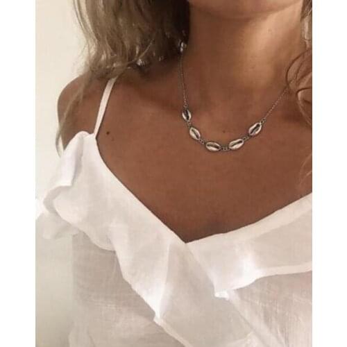 Na161 European Vintage Punk bohemian Alloy shell pendant necklace Clavicle necklace personality Female jewelry accessories
