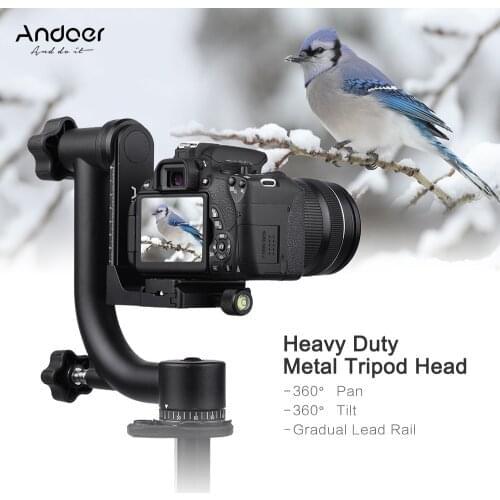 Andoer Heavy Duty Metal Panoramic Gimbal Tripod Head Use for Arca-Swiss Standard Quick Release Plate Aluminum Alloy for DSLR