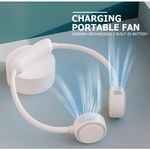 Portable Leafless Hanging Neck Fan Large-capacity Battery Hanging Neckband Fan Leafless Hanging Sports Fans Мини Кондиционер