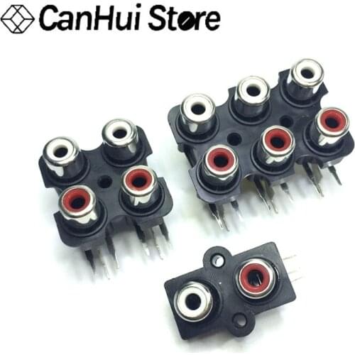 5Pcs 2/4/6 hole RCA Female Stereo audio Jack AV Audio input socket Connector Lotus row Amplifier Interface Signal connection