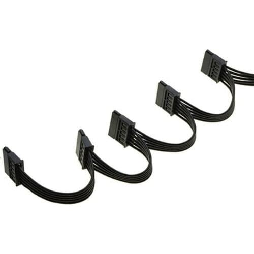 4Pin IDE 1 to 5 SATA 15Pin Hard Drive Power Supply Splitter Cable for DIY PC Sever 18AWG 4-Pin to 15-Pin Power