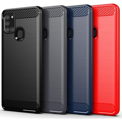 For Samsung Galaxy A21S Case Luxury Carbon Fiber Skin Soft Silicone Cover Case For Samsung A21S A 21S SamsungA21S Phone Cases