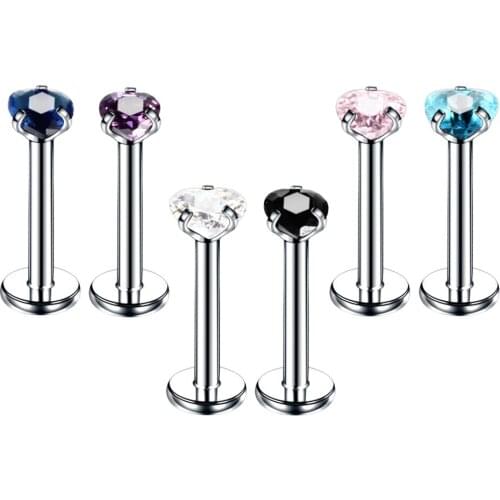 2PCS Nose Piercing Oreja Tragus Piercing Labret Ear Piercing Lip Nose Ring Cartilage Helix Earrings