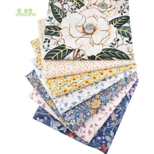 Camellia Flower Series,Printed Twill Cotton Fabric, For DIY Sewing Quilting Baby & Childrens Bed Clothes Material