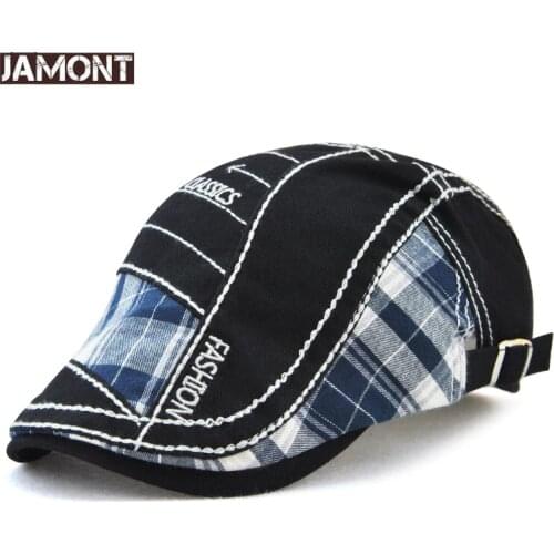 JAMONT Vintage Hat Casual Beret for Men Outdoor Sports Flat Hat Womens Beret Summer Autumn Embroidery Brand Designer Retro Caps