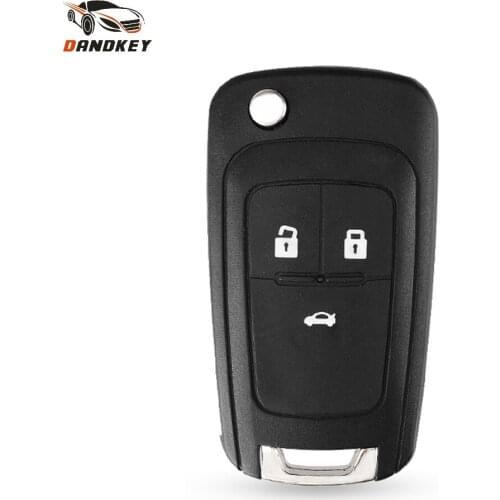 Dandkey 100pcs Flip Folding Car Key Shell For Chevrolet Cruze Remote Key Case Keyless Fob 3 Button HU100 Key Blade key shell