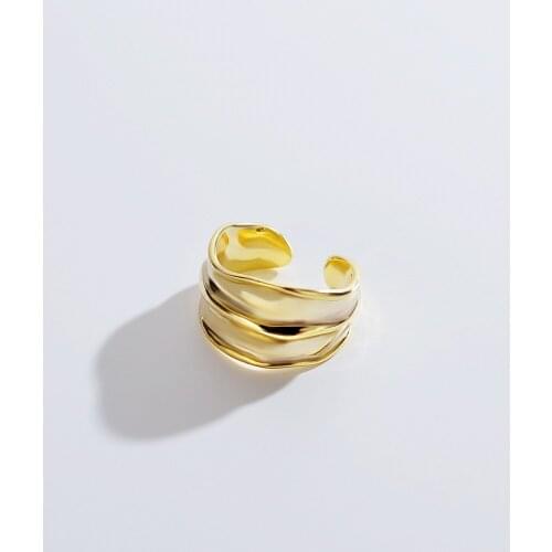 ONLY 1PC (No pierced) Authentic 925 Sterling silver White/ Gold Triple Rows Irregular Wide CLIP Earrings jEWELRY TLE1212