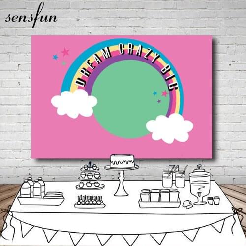 Hot Pink Theme Raninbow Clouds Backdrop Photocall Vinyl 7x5FT Green Photography Backgrounds For Photo Studio