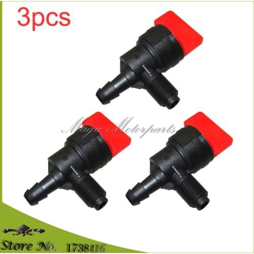 3pcs 90 Degree Inline Gas Fuel Shut Off Valve Petcock For Briggs & Stratton 399517 698182 Outlet for 1/4" ID fuel line